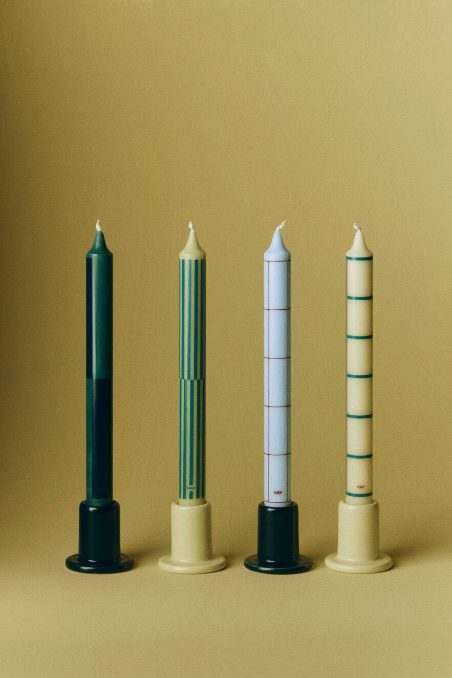 Pattern kronelys, 4 stk – grøn/sølvfarvet
